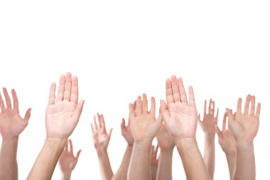 people raising hands clipart