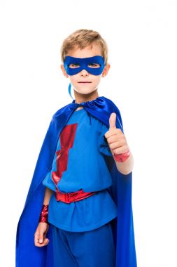 superhero boy showing thumb up clipart