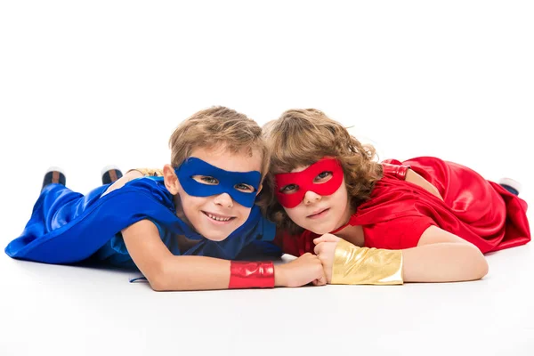 Boys in superhero costumes — Stock Photo, Image