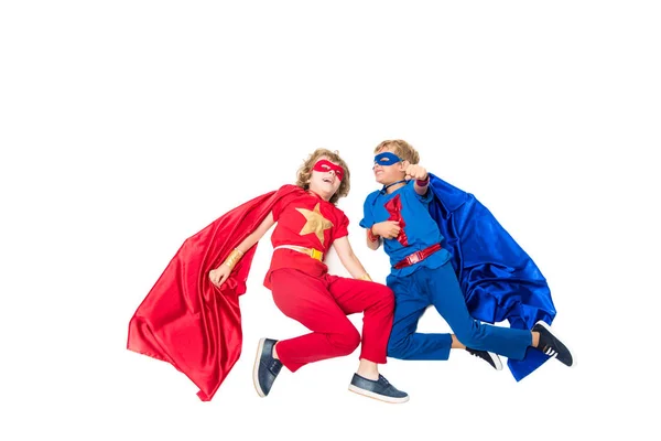 Boys in superhero costumes — Stock Photo, Image