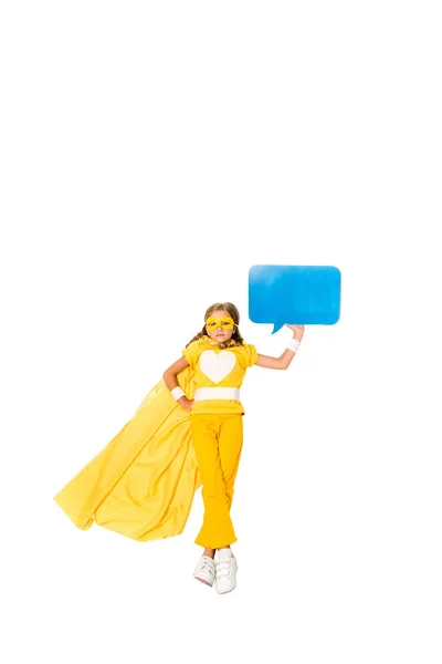 Superhero girl with blank speech bubble — Stock Photo, Image