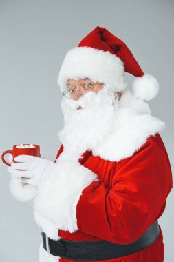 santa drinking hot chocolate with marshmallows clipart