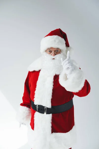 Weihnachtsmann zeigt mit dem Finger — Stockfoto