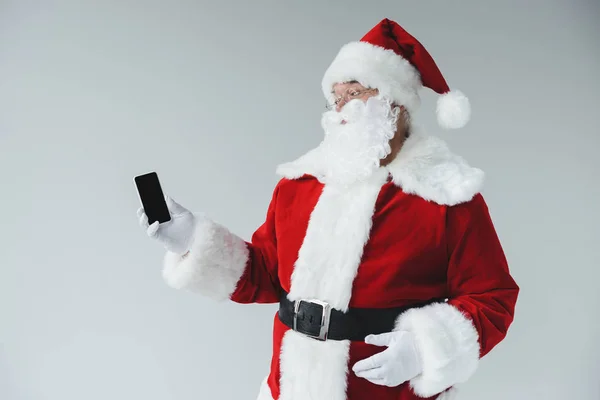 Santa claus with smartphone — Stock Photo, Image