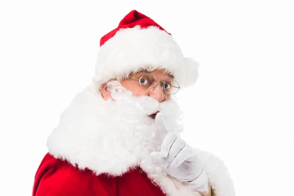 Santa claus gebaren voor stilte — Stockfoto
