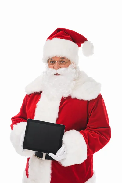 Julenissen med digital nettbrett – stockfoto