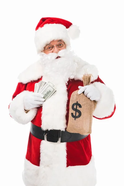 Santa claus with money — Stock Photo, Image