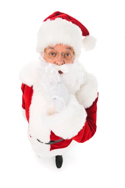Weihnachtsmann gestikuliert für die Stille — kostenloses Stockfoto