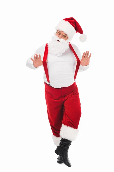 Santa claus in suspenders — Stock Photo, Image