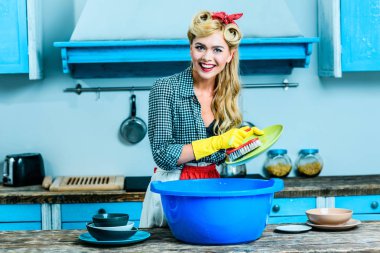 housewife washing dishes clipart