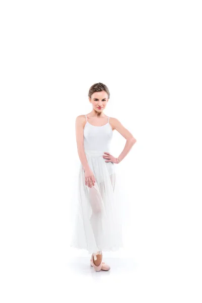 Balettdansös i vit tutu — Gratis stockfoto