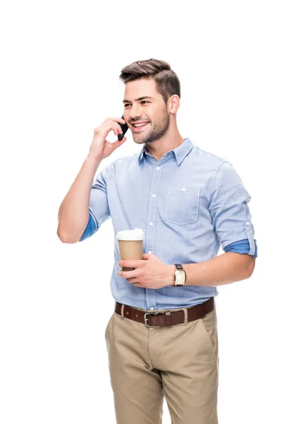 Άνθρωπος μιλώντας μέσω τηλεφώνου — Φωτογραφία Αρχείου