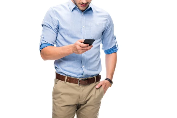 Unge man med hjälp av smartphone — Stockfoto