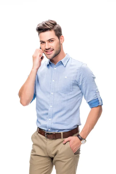 Man talking by phone — Stock Photo, Image