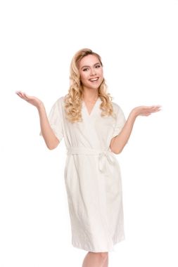 blonde woman in robe clipart