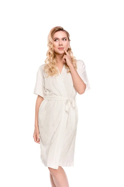 Blonde woman in robe — Stock Photo, Image