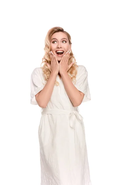 Blonde woman in robe — Stock Photo, Image