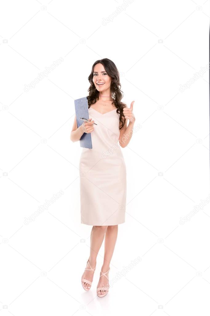 beautiful woman with clipboard