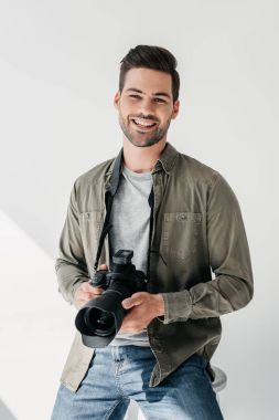 male photographer with digital camera clipart