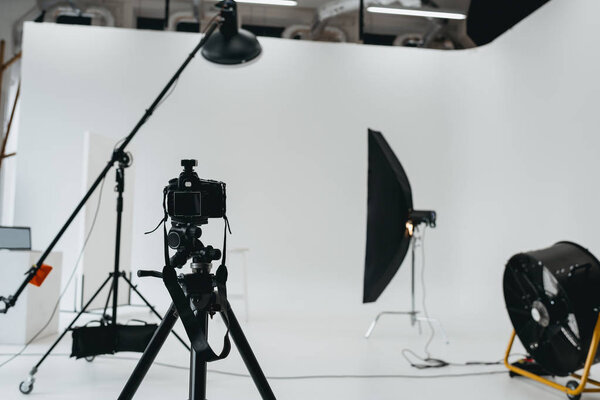 photo studio with lighting equipment