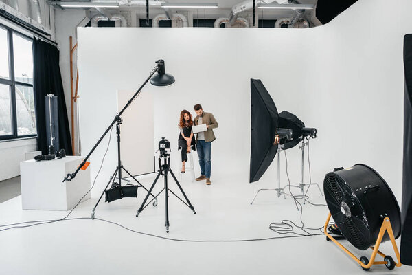 photo studio with lighting equipment  