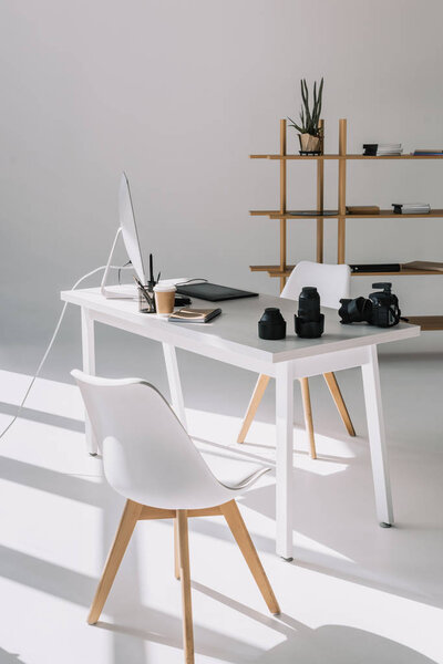 office with graphic tablet and camera