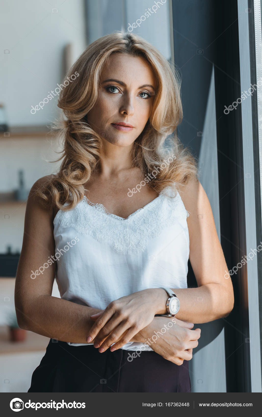 Beautiful Middle Aged Woman Stock Photo By Allaserebrina