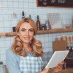 Waitress with digital tablet