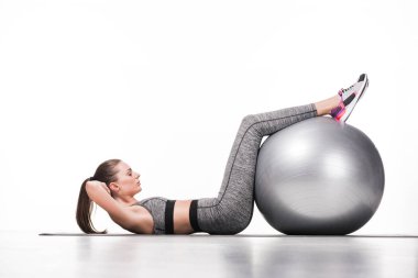 sporty girl with fitness ball clipart