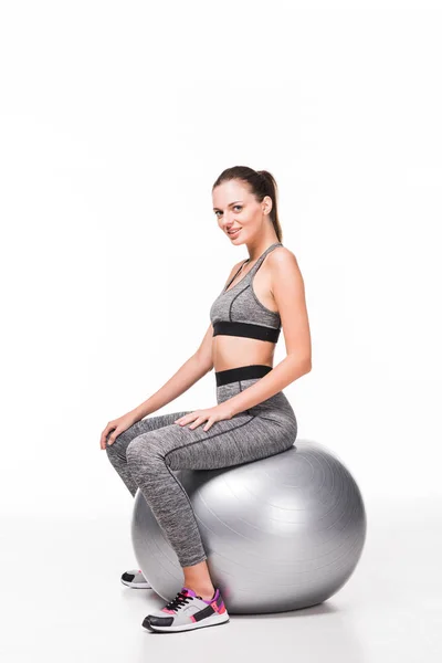 Sporty girl with fitness ball — Stock Photo, Image