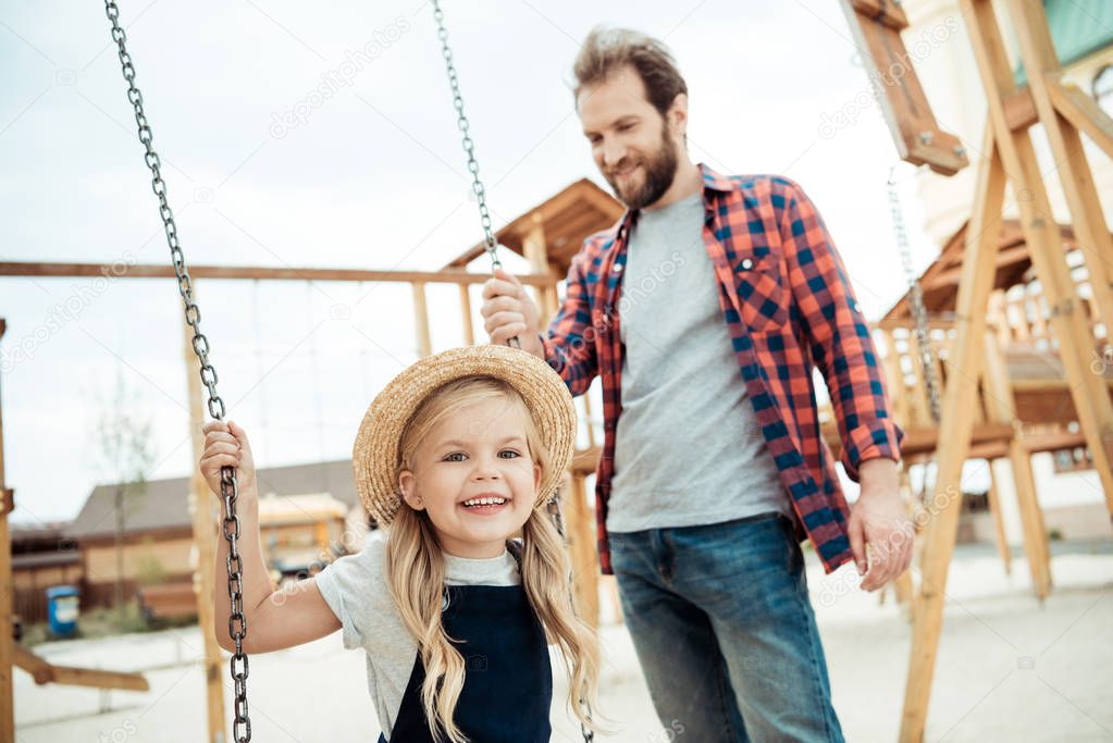 child swinging on swing