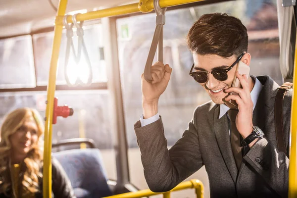 Young businessman in bus — Stock Photo, Image