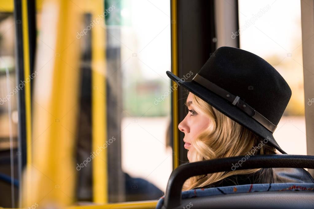 stylish girl in bus 