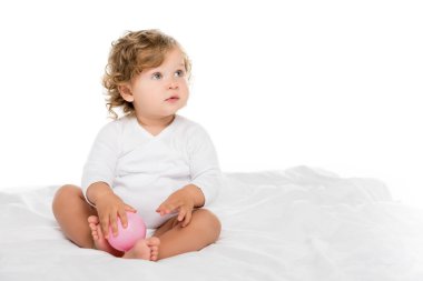 toddler girl with ball clipart