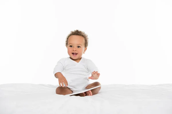 African american toddler with tablet — Stock Photo, Image