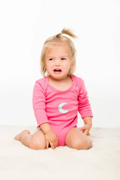 Crying toddler in bodysuit — Stock Photo, Image