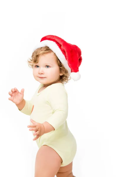 Toddler girl in santa hat — Stock Photo, Image