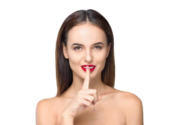 Chica con el dedo en los labios — Foto de stock gratis