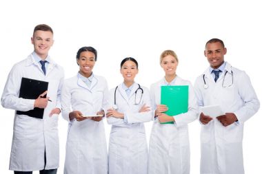 çok ırklı doktorlarla stetoskoplar, Pano ve tablet