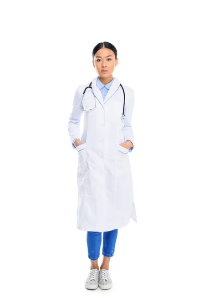 Doctor in white coat with stethoscope — Stock Photo, Image