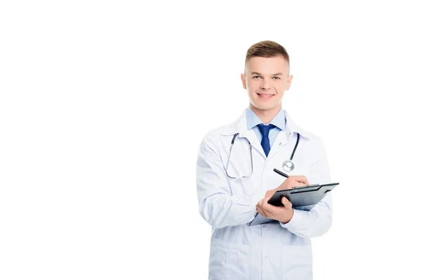 Male doctor with diagnosis — Stock Photo, Image