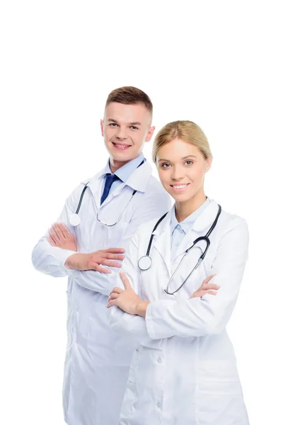 Doctors in white coats with stethoscopes — Stock Photo, Image