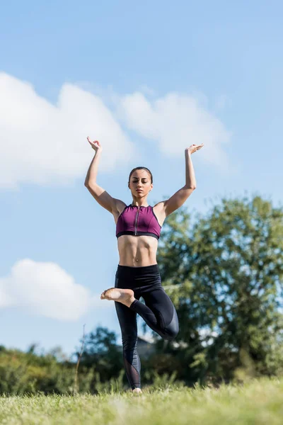 Mulher em pose de árvore — Fotografia de Stock Grátis