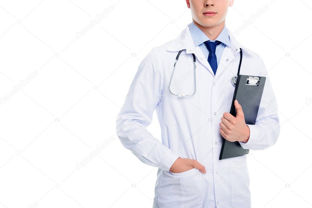 doctor with stethoscope and diagnosis