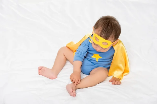 Asian toddler in superhero cape — Stock Photo, Image