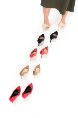 woman and various stylish high heels clipart