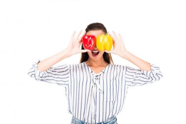 woman with tasty peppers clipart