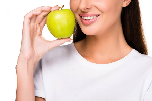 Mujer con manzana fresca — Foto de Stock