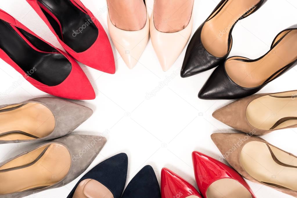 woman standing in circle with shoes