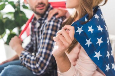 couple wrapped in American flag clipart